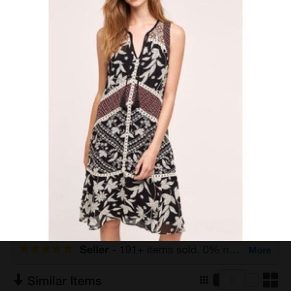 Anthropologie floreat grassland embroidered dress